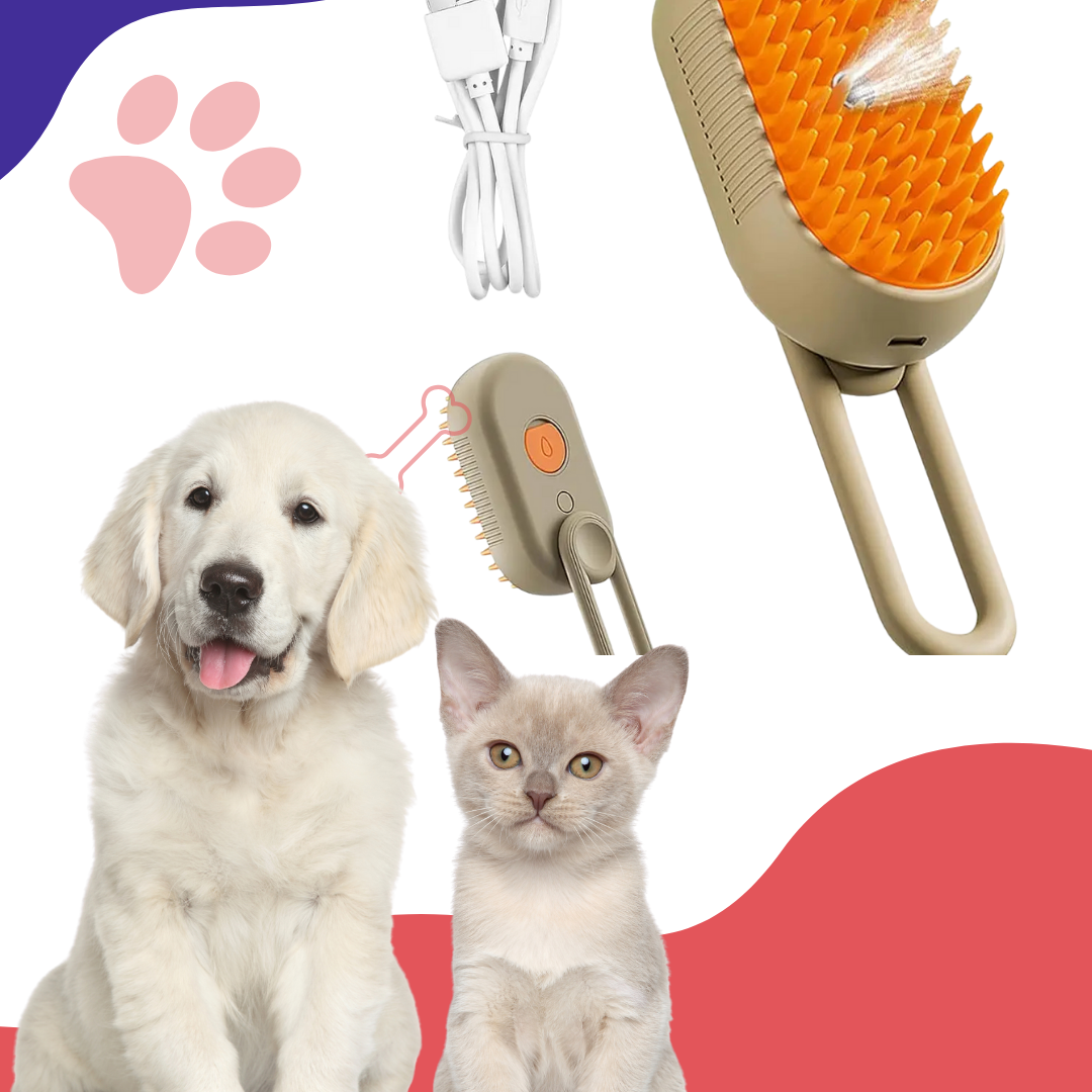 Cepillo a Vapor para Mascotas – Pelaje Suave y Limpio en Minutos