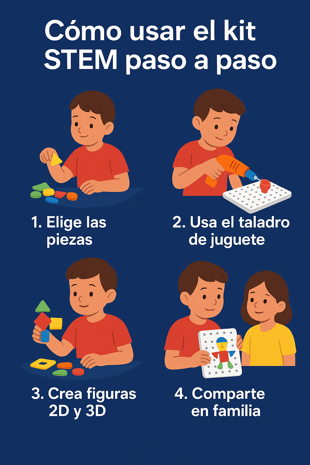 Taladro 3d Para Niños 4 En 1 Juguete
