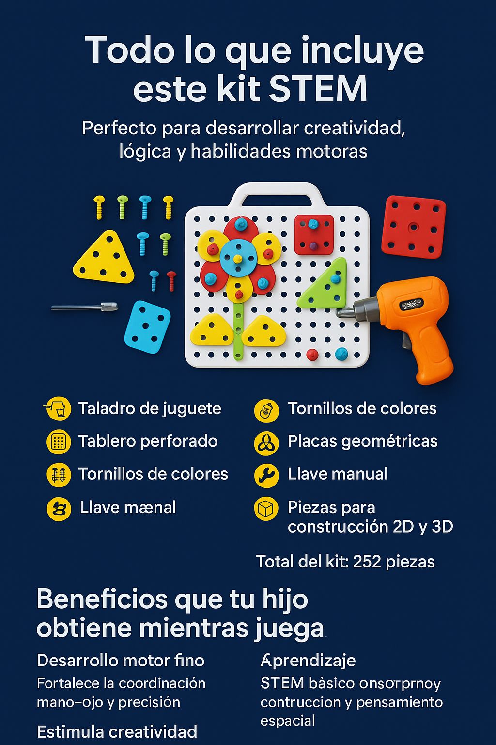 Taladro 3d Para Niños 4 En 1 Juguete