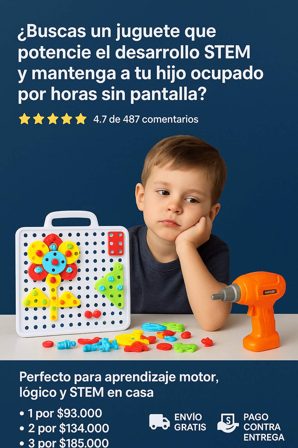 Taladro 3d Para Niños 4 En 1 Juguete